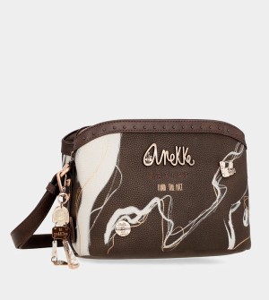 Anekke Nature Shodō Brown 3 Compartments Crossbody Táska | WXBC76398