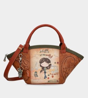 Anekke Peace & Love Camel Basket Crossbody Táska | JHBW85214