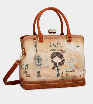 Anekke Peace & Love Camel Kiss Clasp Crossbody Táska | GEIU64251