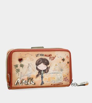 Anekke Peace & Love Camel Medium Rfid Pénztárca | LMNX38092