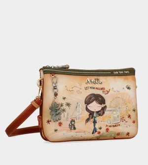 Anekke Peace & Love Camel Print Crossbody Táska | PHOE65239