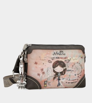 Anekke Peace & Love Pink 2-compartment Crossbody Táska | UFAM71045