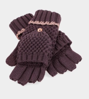 Anekke Purple Knitted Mittens Kesztyű | HTXP40793