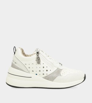 Anekke White Wedge With Polka Dots Cipő | UCFK32105