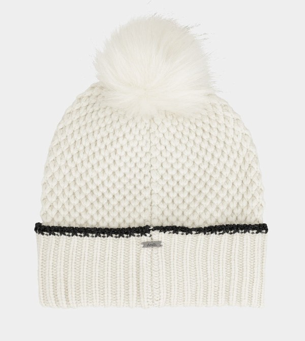 Anekke Beige Knitted Beanie With Pompom Kalap | UIYP02149