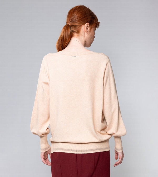 Anekke Beige Shōen V-neck Pulóverek | NATM49281