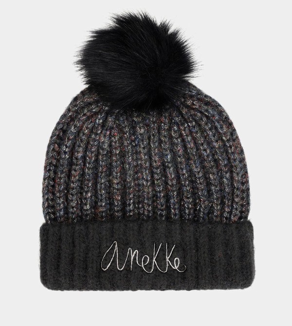 Anekke Black Knitted Beanie With Pompom Kalap | KWRB12754