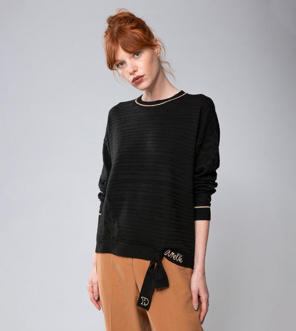 Anekke Black Shōen Crew Neck Pulóverek | URIS95807