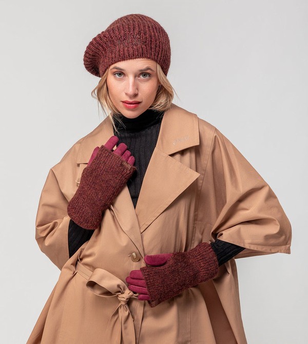 Anekke Burgundy Knitted Beret Kalap | EVDW31562