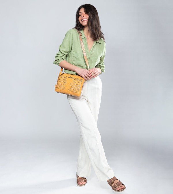Anekke Nature Pachamama Ochre With Two Compartments Crossbody Táska | JRPM38256