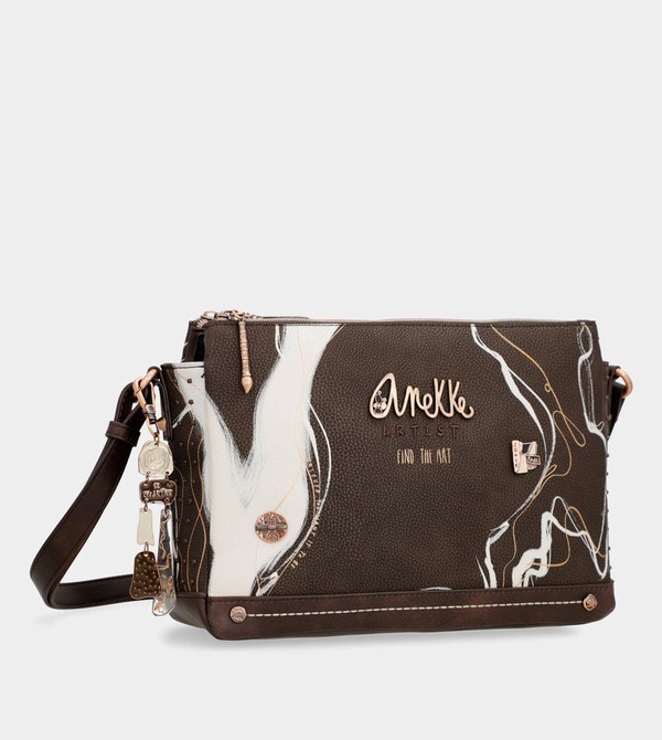 Anekke Nature Shodō Brown 3 Compartment Messenger Brown Crossbody Táska | QXCF59683