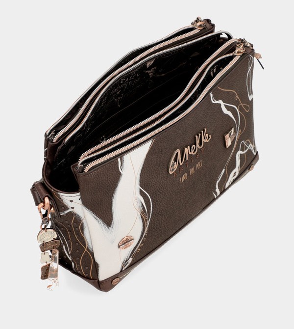 Anekke Nature Shodō Brown 3 Compartment Messenger Brown Crossbody Táska | QXCF59683