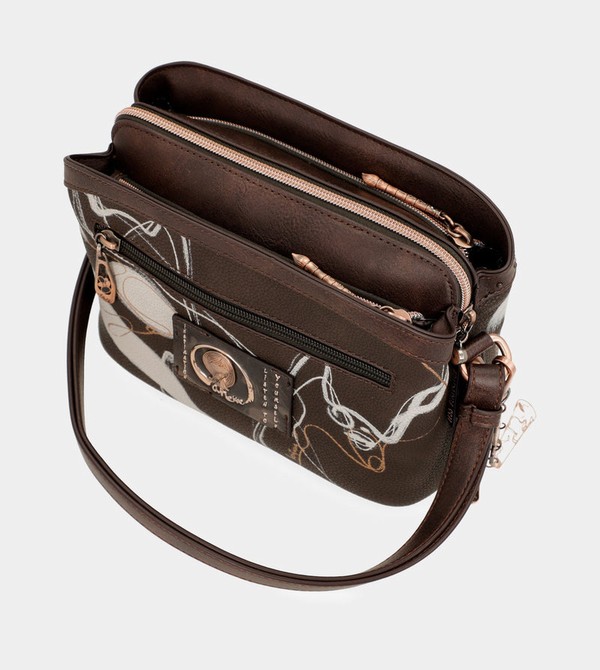 Anekke Nature Shodō Brown 3 Compartments Crossbody Táska | WXBC76398
