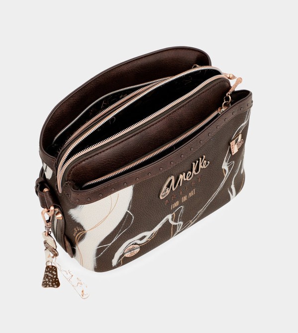 Anekke Nature Shodō Brown 3 Compartments Crossbody Táska | WXBC76398