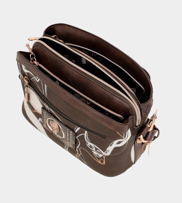 Anekke Nature Shodō Brown 3 Compartments Crossbody Táska | WXBC76398