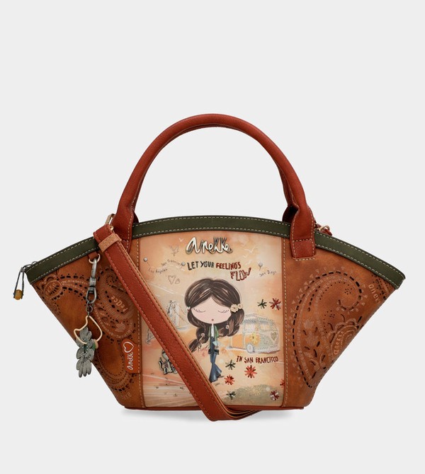 Anekke Peace & Love Camel Basket Crossbody Táska | JHBW85214