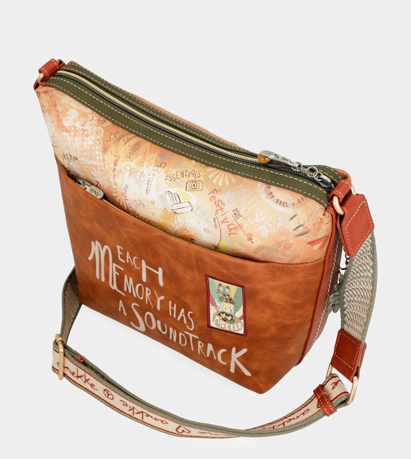 Anekke Peace & Love Camel Large Crossbody Táska | DVMI92548