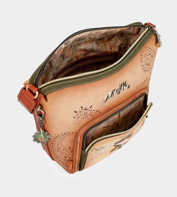 Anekke Peace & Love Camel Large Crossbody Táska | DVMI92548