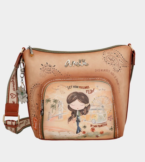 Anekke Peace & Love Camel Large Crossbody Táska | DVMI92548