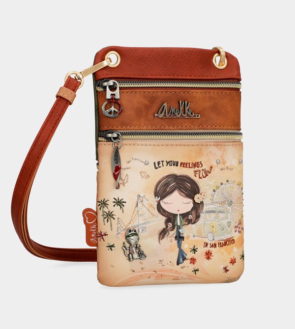 Anekke Peace & Love Camel Mini Crossbody Táska | SNAT02845
