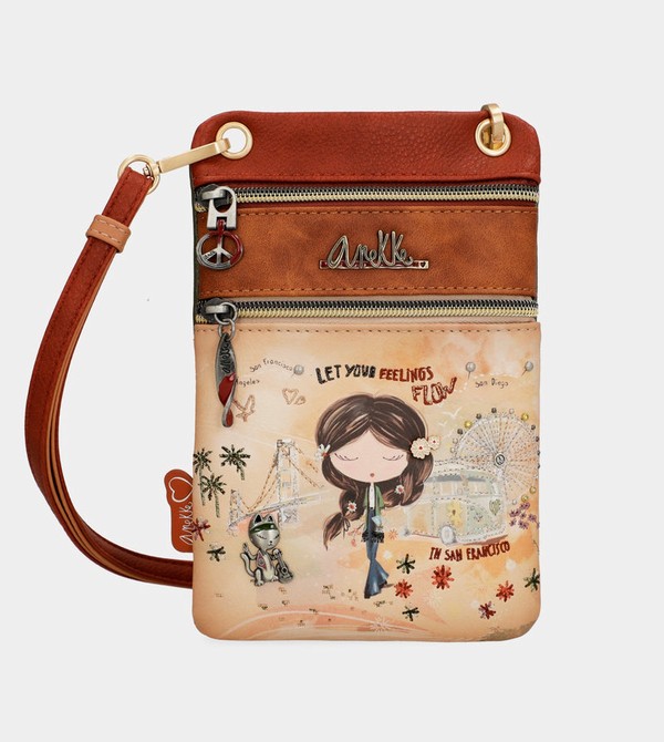 Anekke Peace & Love Camel Mini Crossbody Táska | SNAT02845