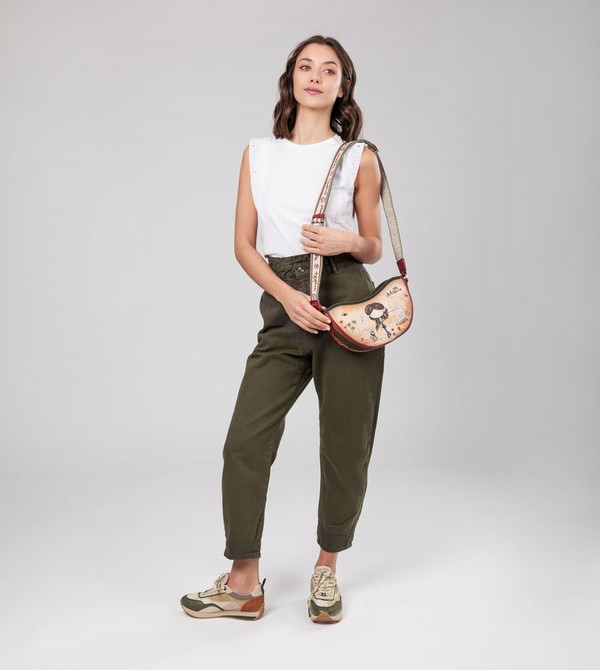 Anekke Peace & Love Camel Oval Crossbody Táska | URFC80734