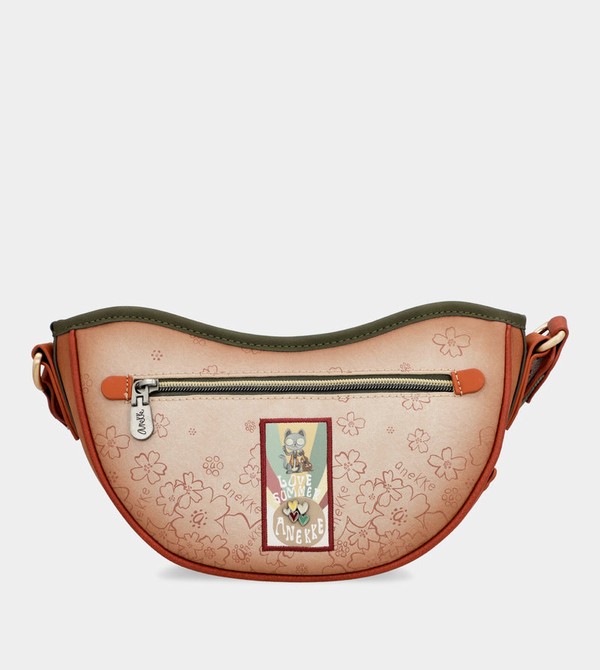 Anekke Peace & Love Camel Oval Crossbody Táska | URFC80734
