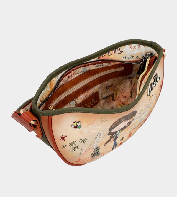 Anekke Peace & Love Camel Oval Crossbody Táska | URFC80734