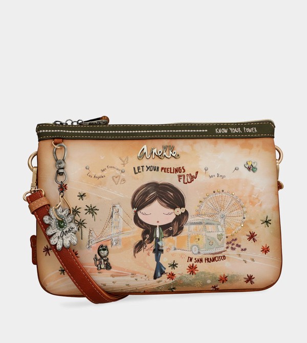 Anekke Peace & Love Camel Print Crossbody Táska | PHOE65239