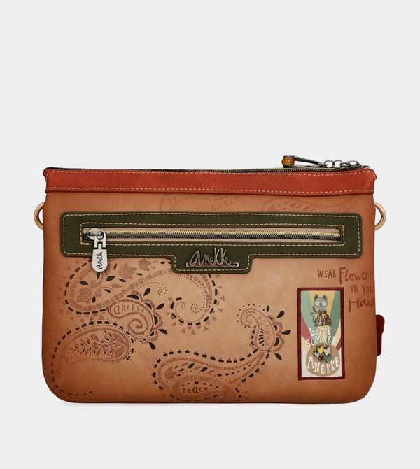 Anekke Peace & Love Camel Print Crossbody Táska | PHOE65239