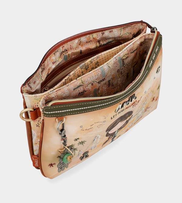 Anekke Peace & Love Camel Print Crossbody Táska | PHOE65239