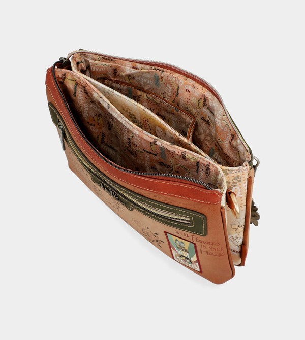 Anekke Peace & Love Camel Print Crossbody Táska | PHOE65239
