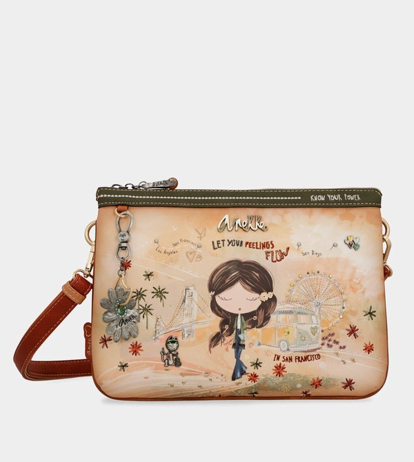 Anekke Peace & Love Camel Print Crossbody Táska | PHOE65239