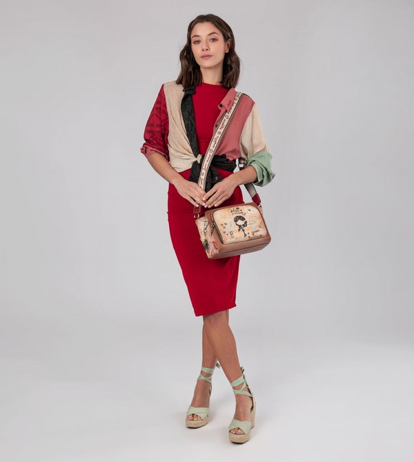 Anekke Peace & Love Camel Rectangular Crossbody Táska | QYKM70836