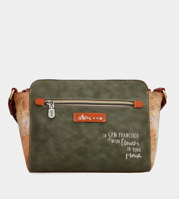 Anekke Peace & Love Camel Rectangular Crossbody Táska | QYKM70836