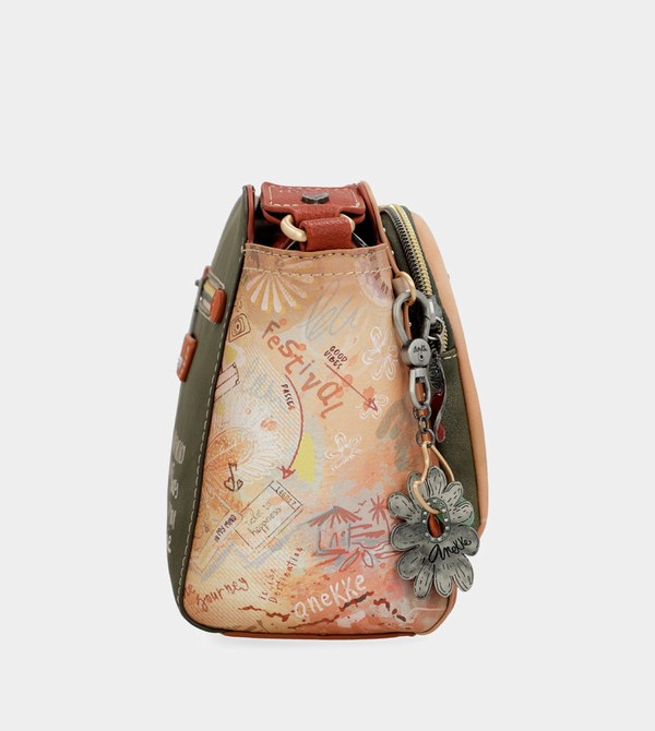 Anekke Peace & Love Camel Rectangular Crossbody Táska | QYKM70836