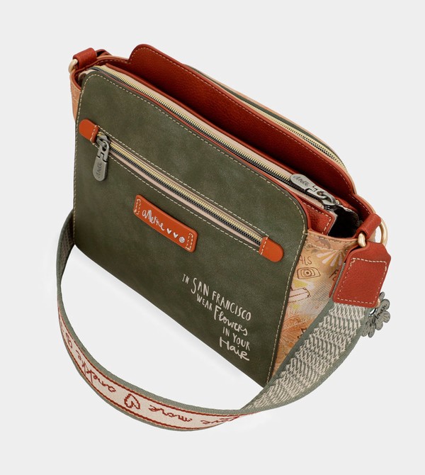 Anekke Peace & Love Camel Rectangular Crossbody Táska | QYKM70836