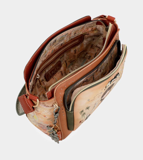 Anekke Peace & Love Camel Rectangular Crossbody Táska | QYKM70836