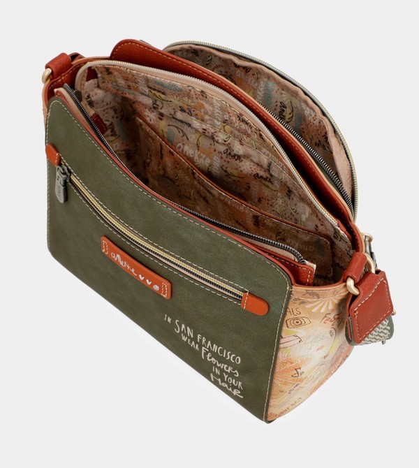 Anekke Peace & Love Camel Rectangular Crossbody Táska | QYKM70836