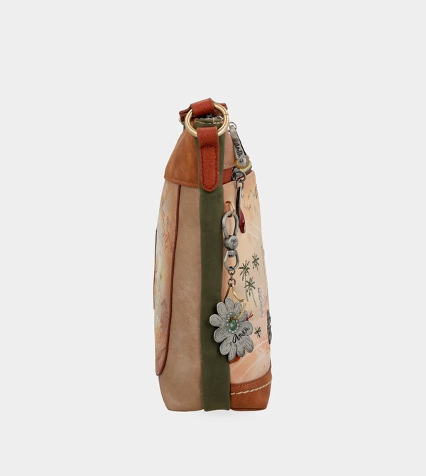 Anekke Peace & Love Camel Square Crossbody Táska | FKXS04236