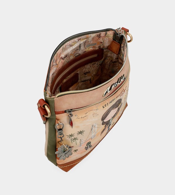 Anekke Peace & Love Camel Square Crossbody Táska | FKXS04236