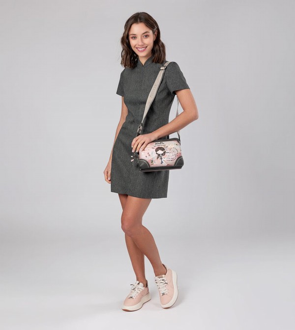Anekke Peace & Love Pink 2-compartment Crossbody Táska | UFAM71045