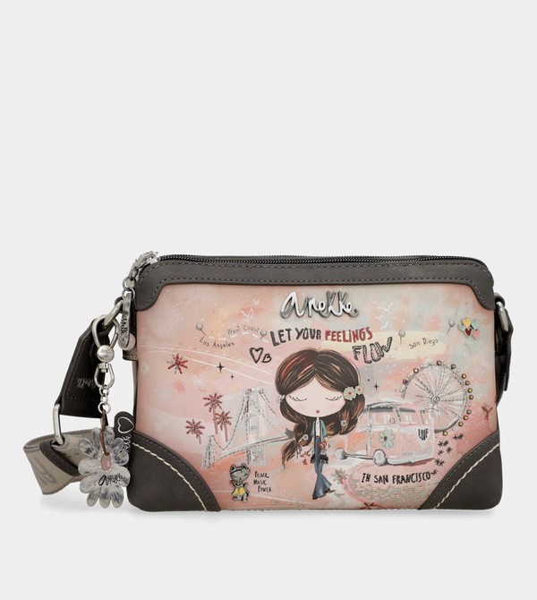 Anekke Peace & Love Pink 2-compartment Crossbody Táska | UFAM71045