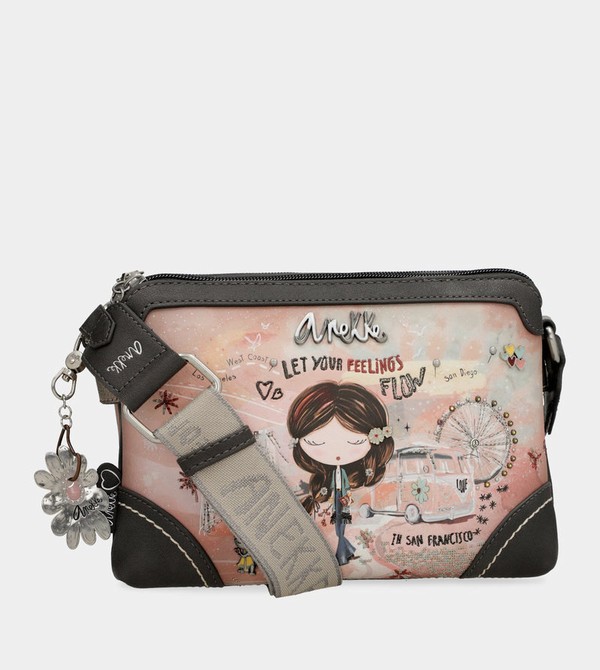 Anekke Peace & Love Pink 2-compartment Crossbody Táska | UFAM71045