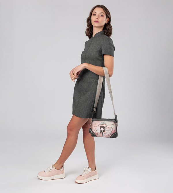 Anekke Peace & Love Pink 2-compartment Crossbody Táska | UFAM71045