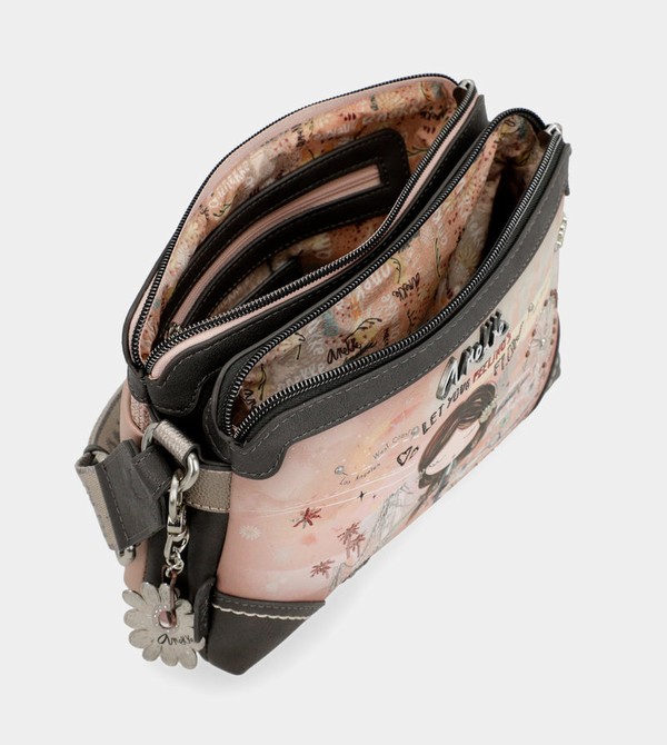 Anekke Peace & Love Pink 2-compartment Crossbody Táska | UFAM71045