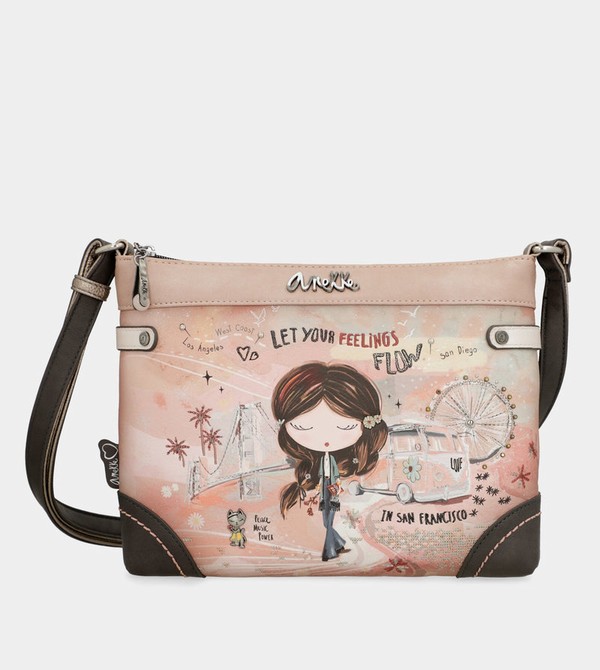 Anekke Peace & Love Pink Medium Crossbody Táska | RTND84519