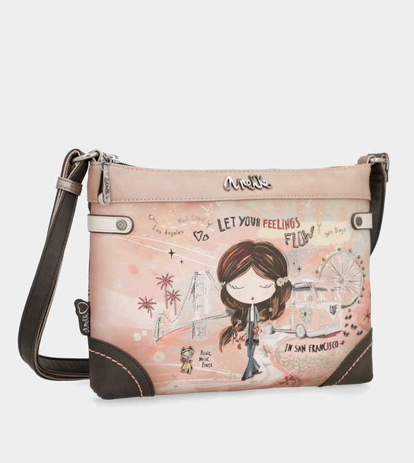 Anekke Peace & Love Pink Medium Crossbody Táska | RTND84519