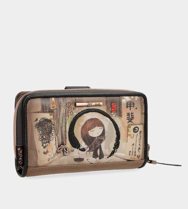 Anekke Shōen Medium Black Rfid Pénztárca | PQYE71392