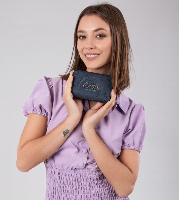 Anekke Studio Navy Blue Small Rfid Pénztárca | VSIP70541